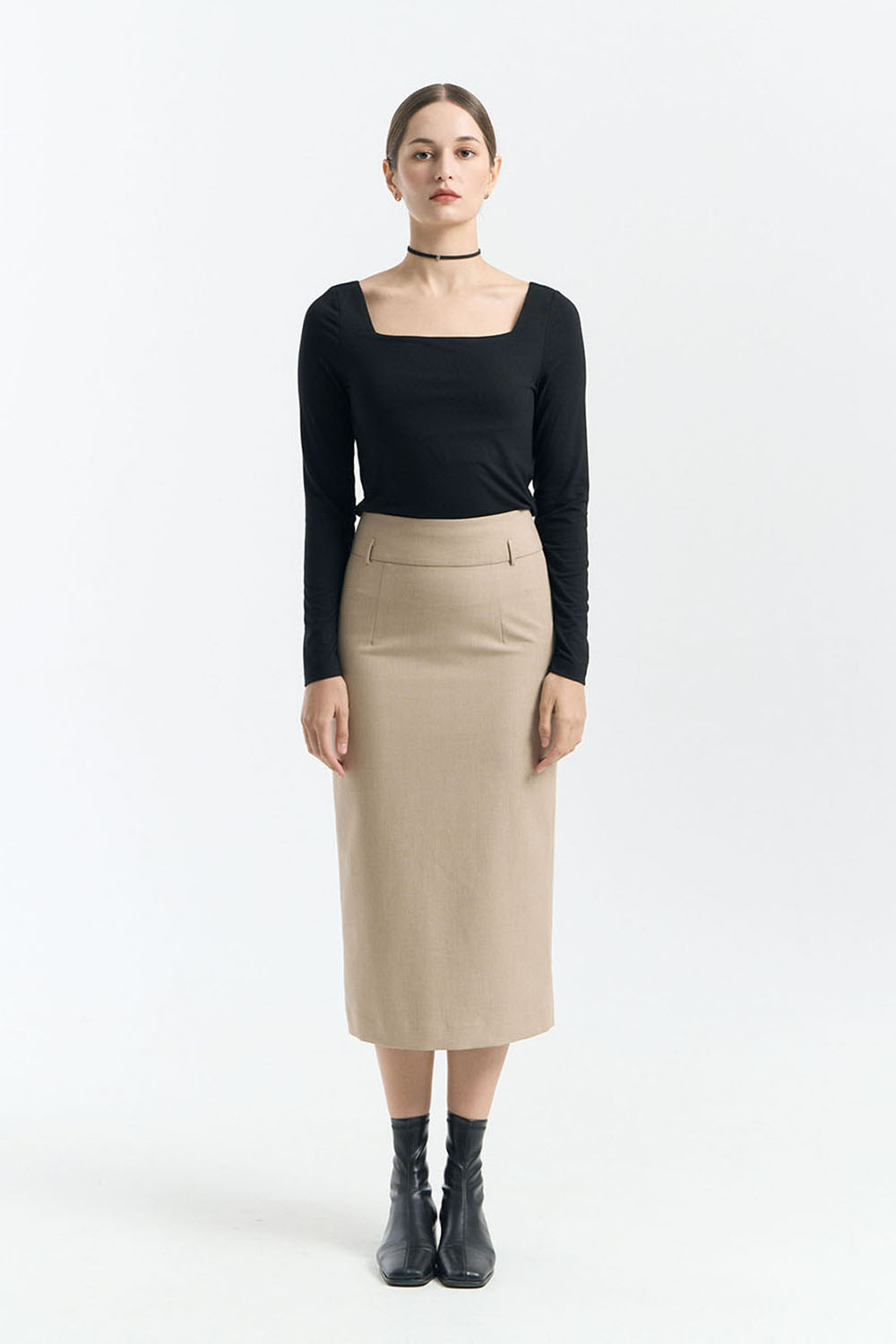 High-Waist Slim Long Skirt